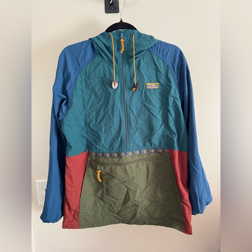 L.L. Bean Men's Mountain Classic Anorak Rain Jacket (Multi-Color, Small)